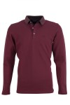 Мъжка блуза тип polo shirt с плетена яка и детайли от допълнителен плат, цвят - бордо