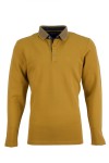 Мъжка блуза тип polo shirt с плетена яка и детайли от допълнителен плат, цвят - горчица