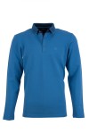 Мъжка блуза тип polo shirt с плетена яка и детайли от допълнителен плат, цвят - син