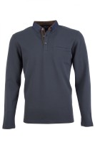 Мъжка блуза тип polo shirt с детайли от дънков плат и алкантара, цвят - антрацит