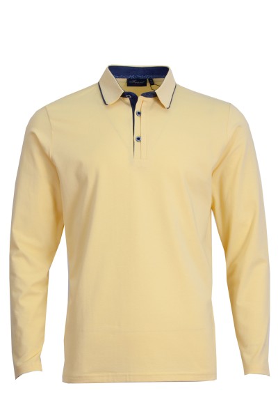 Polo Shirt дълъг ръкав с детайли от допълнителен плат ЖЪЛТ