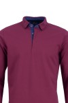 Polo Shirt дълъг ръкав с плетена яка ВИНО 
