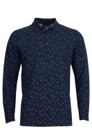 Polo Shirt дълъг ръкав с плетена яка и канони ЧЕРЕН ПРИНТ 96 % памук - 4 % ликра slim fit M