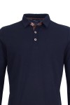 Polo Shirt дълъг ръкав с детайли от алкантара ИНДИГО 