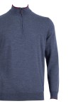 Мъжки пуловер троер с контрастен кант ТЪМНОСИВ 