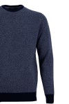 Мъжки пуловер обло бие двуцветен ТЪМНОСИН 