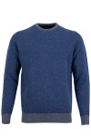 Мъжки пуловер обло бие двуцветен ДЕНИМ 