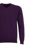Мъжки пуловер V бие с кашмир БОРДО SLIM FIT № M