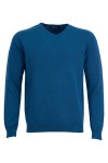 Мъжки пуловер V бие с кашмир ПЕТРОЛ SLIM FIT № M