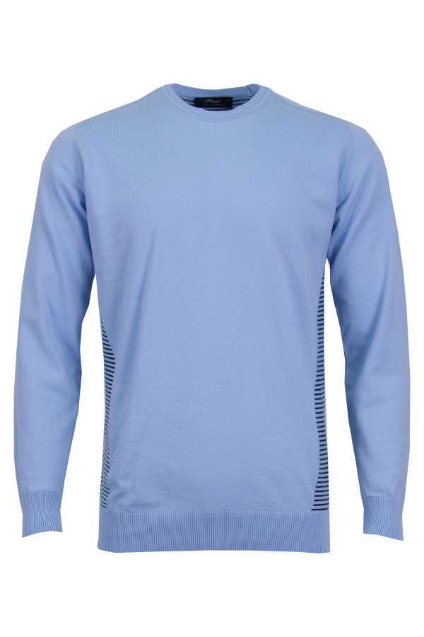Мъжки пуловер обло бие с рипсени детайли СВЕТЛОСИН 100 % памук № L