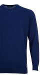 Мъжки пуловер обло бие с рипсени детайли ТЪМНОСИН SLIM FIT № L