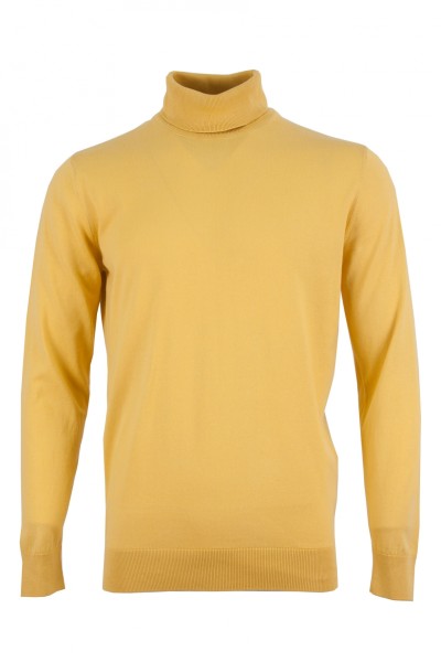 Мъжки пуловер памук с поло яка , линия super slim fit , цвят - жълт