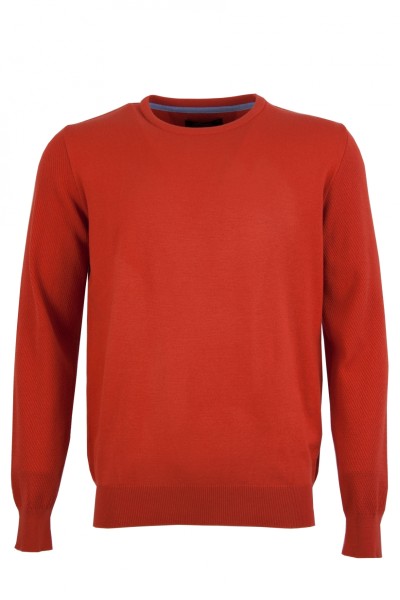 Мъжки пуловер с ръкави рипс, цвят - оранжев