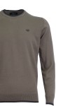 Мъжки пуловер с контрасни кантове ЗЕЛЕН КАКИ SLIM FIT № L
