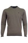 Мъжки пуловер с контрасни кантове ЗЕЛЕН КАКИ SLIM FIT № L
