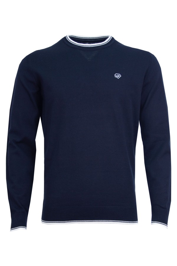 Мъжки пуловер с контрасни кантове ИНДИГО SLIM FIT № M