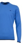 Мъжки пуловер с контрасни кантове СИН SLIM FIT № L