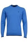 Мъжки пуловер с контрасни кантове СИН SLIM FIT № L