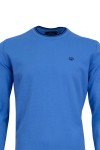 Мъжки пуловер с контрасни кантове СИН SLIM FIT № L