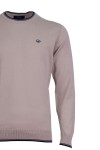Мъжки пуловер с контрасни кантове БЕЖОВ SLIM FIT № L