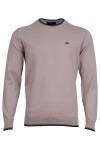 Мъжки пуловер с контрасни кантове БЕЖОВ SLIM FIT № L