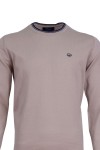 Мъжки пуловер с контрасни кантове БЕЖОВ SLIM FIT № L