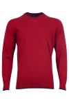 Мъжки пуловер с контрасни кантове ВИНО SLIM FIT № L