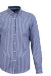 Мъжка риза с цветни детайли БЯЛО И ДЕНИМ РАЙЕ 100 % памук SLIM FIT № M