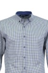 Мъжка риза с цветни детайли ИДИГО БЯЛО И ЗЕЛЕНО КАРЕ 100 % памук SLIM FIT № M Мъжка риза с цветни детайли ИДИГО БЯЛО И ЗЕЛЕНО КАРЕ 100 % памук SLIM FIT № M