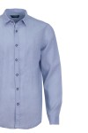 Мъжка риза с декоративна лента на канона ЛЕН СВЕТЛОСИНЯ 65 % лен - 35 % памук SLIM FIT № L