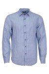 Мъжка риза с декоративна лента на канона ЛЕН СВЕТЛОСИНЯ 65 % лен - 35 % памук SLIM FIT № L