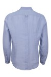 Мъжка риза с декоративна лента на канона ЛЕН СВЕТЛОСИНЯ 65 % лен - 35 % памук SLIM FIT № L