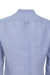 Мъжка риза с декоративна лента на канона ЛЕН СВЕТЛОСИНЯ 65 % лен - 35 % памук SLIM FIT № L
