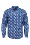 Мъжка риза с декоративна лента на канона ЛЕН ПРИНТ ЦВЕТЯ 65 % лен - 35 % памук SLIM FIT № M