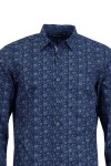 Мъжка риза с декоративна лента на канона ПРИНТ ИНДИГО 100 % памук SLIM FIT № M