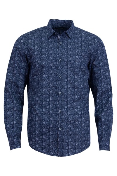 Мъжка риза с декоративна лента на канона ПРИНТ ИНДИГО 100 % памук SLIM FIT № M
