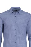 Мъжка риза с джоб с 2 филетки ПРИНТ БЯЛО И ДЕНИМ 100 % памук SLIM FIT № L