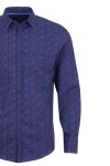 Мъжка риза ПРИНТ В ЦВЯТ ДЕНИМ И БОРДО 100 % памук SLIM FIT № L