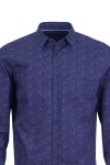 Мъжка риза ПРИНТ В ЦВЯТ ДЕНИМ И БОРДО 100 % памук SLIM FIT № L
