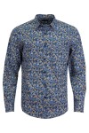 Мъжка риза ПРИНТ СИНИ И ЖЪЛТИ ЦВЕТЯ 100 % памук SLIM FIT № L