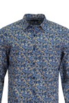 Мъжка риза ПРИНТ СИНИ И ЖЪЛТИ ЦВЕТЯ 100 % памук SLIM FIT № L