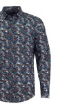 Мъжка риза ПРИНТ ЛИСТА В ТЪМНИ ТОНОВЕ 100 % памук SLIM FIT № L