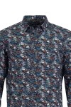 Мъжка риза ПРИНТ ЛИСТА В ТЪМНИ ТОНОВЕ 100 % памук SLIM FIT № L