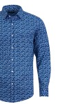 Мъжка риза ПРИНТ ИНДИГО С БЕЛИ ЦВЕТЯ 100 % памук SLIM FIT № L
