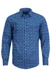 Мъжка риза ПРИНТ ИНДИГО С БЕЛИ ЦВЕТЯ 100 % памук SLIM FIT № L