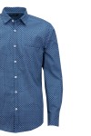 Мъжка риза ПРИНТ ТЪМНОСИН КВАДРАТЧЕТА И ЦВЕТЯ 100 % памук SLIM FIT № M