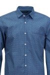 Мъжка риза ПРИНТ ТЪМНОСИН КВАДРАТЧЕТА И ЦВЕТЯ 100 % памук SLIM FIT № M