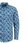 Мъжка риза ПРИНТ ЦВЕТЯ СИНИ И ЗЕЛЕНИ ТОНОВЕ 100 % памук SLIM FIT № L