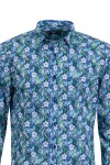 Мъжка риза ПРИНТ ЦВЕТЯ СИНИ И ЗЕЛЕНИ ТОНОВЕ 100 % памук SLIM FIT № L