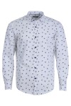 Мъжка риза ПРИНТ ПЛАТНОХОДКИ БЯЛА 100 % памук SLIM FIT № L